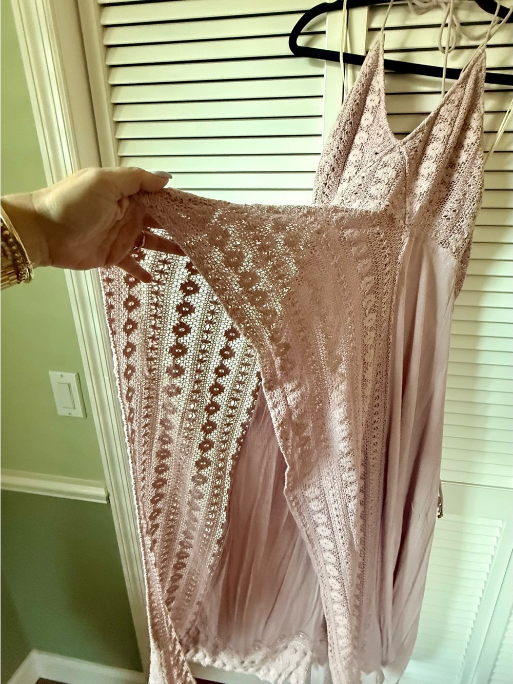 Free People Blush Crochet Slip Maxi Dress